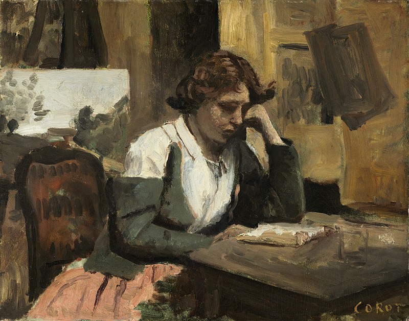 Jean-Baptiste-Camille Corot - Young Girl Reading. National Gallery of Art (Washington)