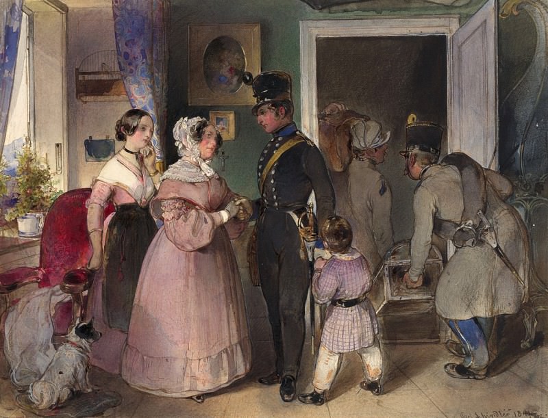 Carl Schindler - A Young Officer Saying Farewell to His Family. National Gallery of Art (Washington)