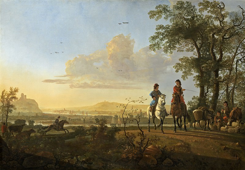 Aelbert Cuyp - Horsemen and Herdsmen with Cattle. National Gallery of Art (Washington)