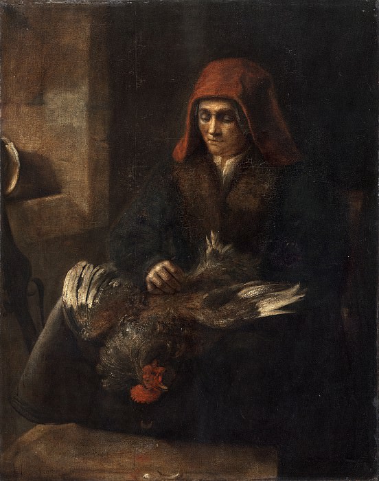 Follower of Rembrandt van Rijn - Old Woman Plucking a Fowl. National Gallery of Art (Washington)