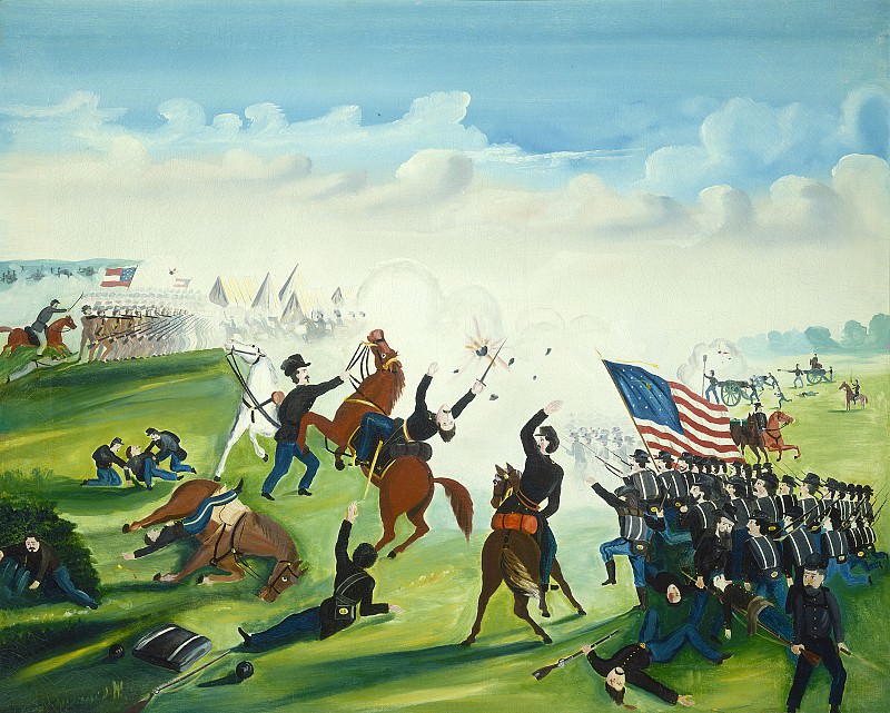 Американский художник 19 века - Битва Гражданской войны. Национальная галерея искусств (Вашингтон)
