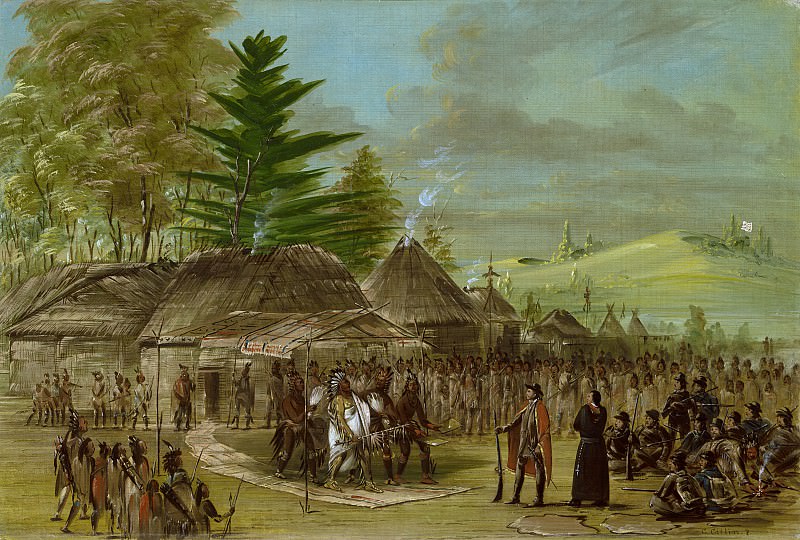 Кетлин, Джордж - Индейский вождь встречает Жана Батиста Ла Саля. 20 марта 1682. Национальная галерея искусств (Вашингтон)