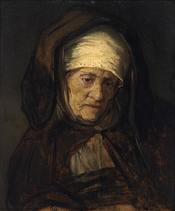 Follower of Rembrandt van Rijn - Head of an Aged Woman. National Gallery of Art (Washington)
