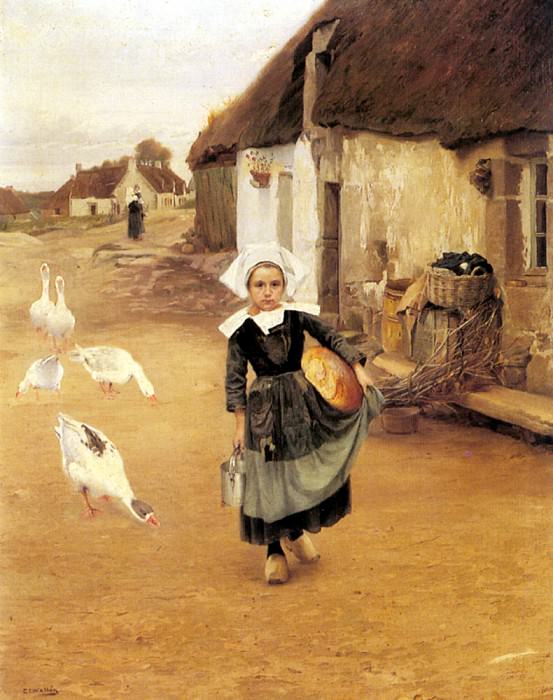 Wallen Gustaf Theodor The Little Goosegirl. Swedish artist