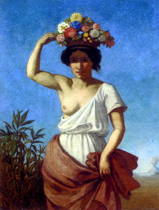 Jernberg August A Pompeiian Beauty Carrying Fruit. Swedish artist
