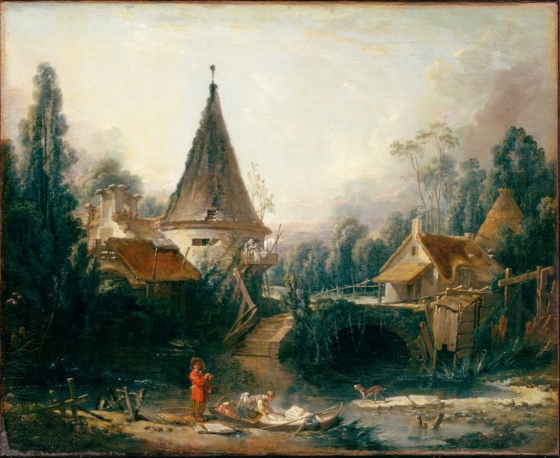 Буше, Франсуа - Пейзаж около Бове (~1740). Эрмитаж ~ часть 14 (Качество)