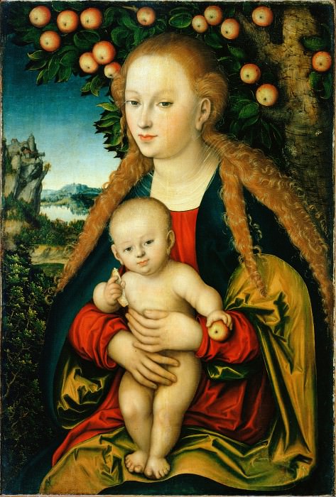 Кранах, Лукас, I. - Мадонна с младенцем под яблоней (~1530). Эрмитаж ~ часть 14 (Качество)