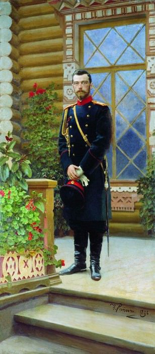 Portrait of Emperor Nicholas II on the porch. Ilya Repin