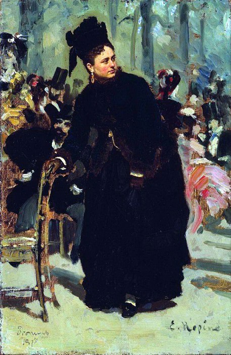 Дама, опирающаяся на спинку стула. 1875. Илья Ефимович Репин