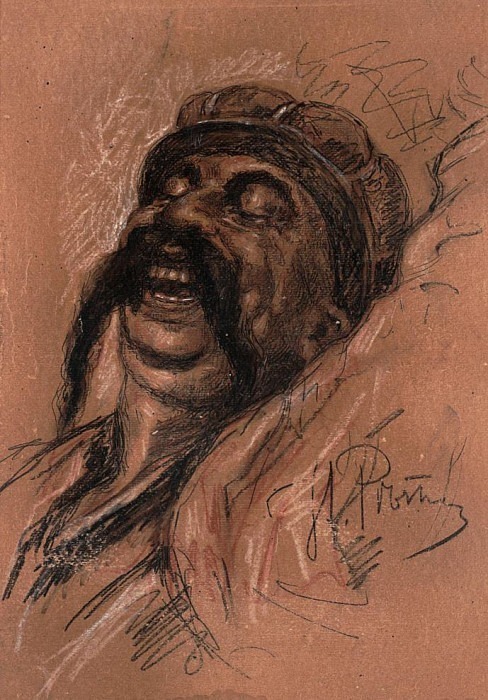 Sketch for a Cossack from the Zaporozhia Region (Zaporozhets). Ilya Repin