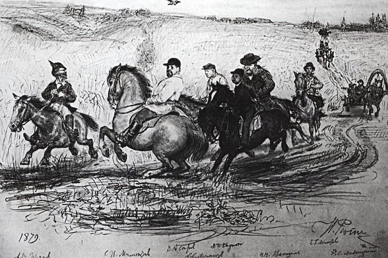 Cavalcade of Abramtzevo. 1879. Ilya Repin