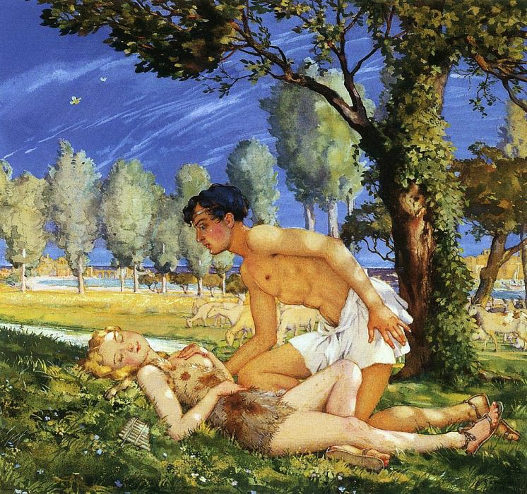 Illustration for the novel Daphnis and Long Hloya4. 1930. Konstantin Andreevich (1869-1939) Somov