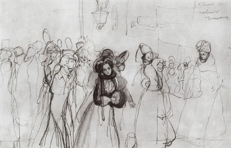 Sketch of an illustration for the story by N. V. Gogol Nevsky Prospekt. Konstantin Andreevich Somov