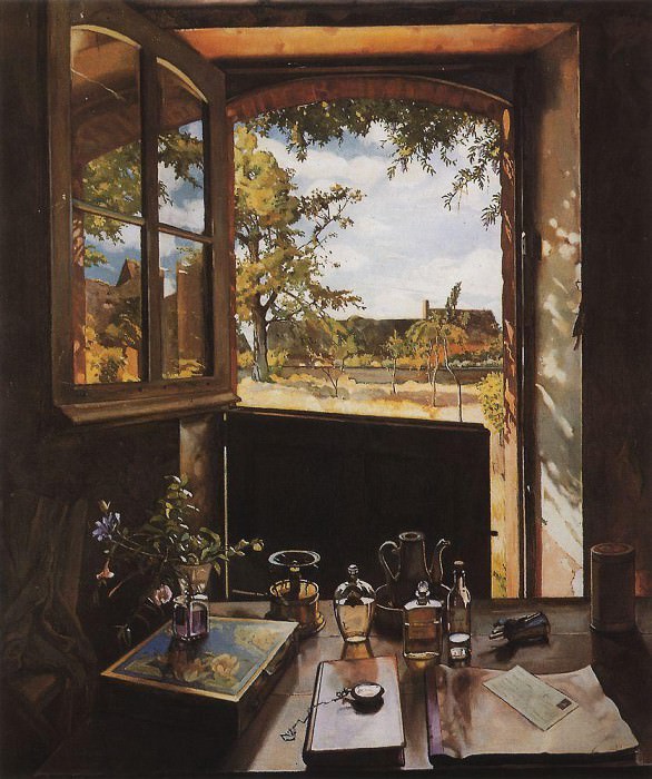 Window - door - landscape (Open door to the garden). Konstantin Andreevich Somov