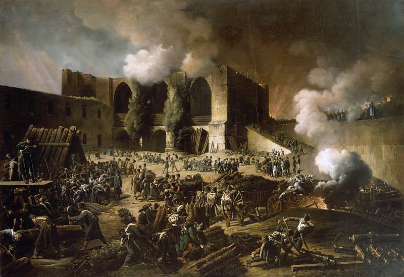 François-Joseph Heim -- Defense of Burgos Castle by General Dubreton during the attack of British and Portuguese soldiers under General Wellington, episode in the Spanish War, or Peninsula War, October 1812. Château de Versailles