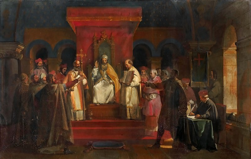 François-Marius Granet -- Official Recognition of the Order of the Templars by Pope Honorius II at the Council of Troyes in 1128. Château de Versailles