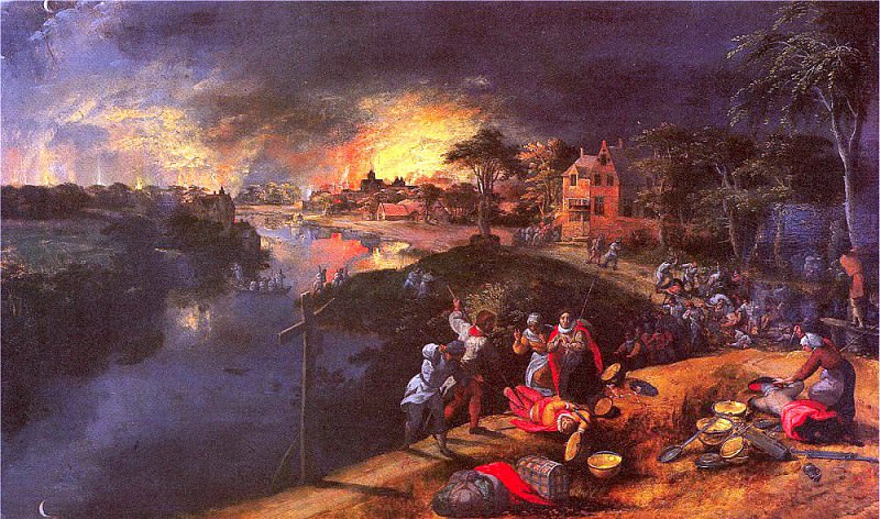 Мостарт, Гиллис (Flemish, 1534-1598). Сцены войны и пламени (1569). Фламандские художники