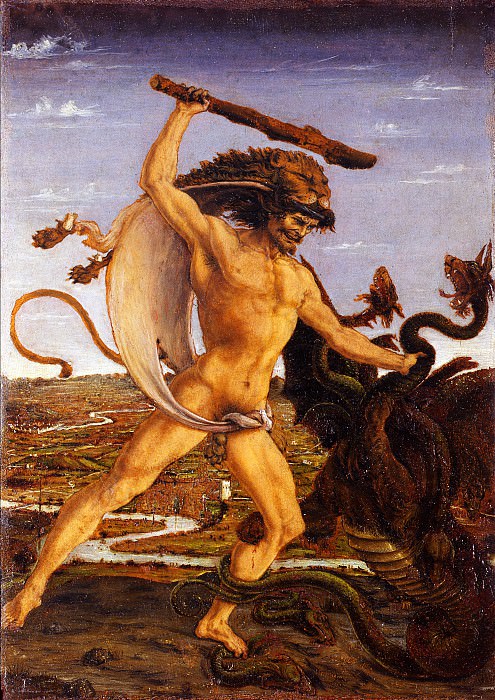 Antonio del Pollaiolo - Hercules and the Hydra and Hercules and Anteo. Uffizi