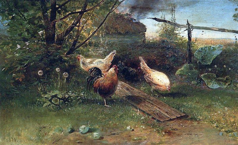 Summer day. Chickens in the backyard. 1874. Alexey Kondratievich Savrasov