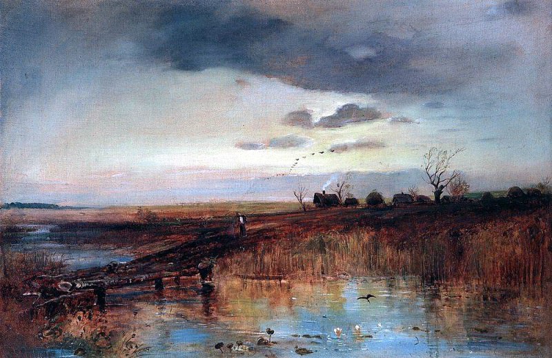 Autumn. The small village near the stream. 1870. Alexey Kondratievich Savrasov