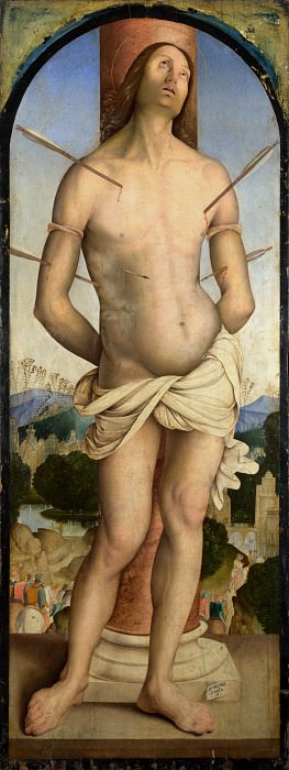Bernardino Zaganelli - Saint Sebastian. Part 1 National Gallery UK