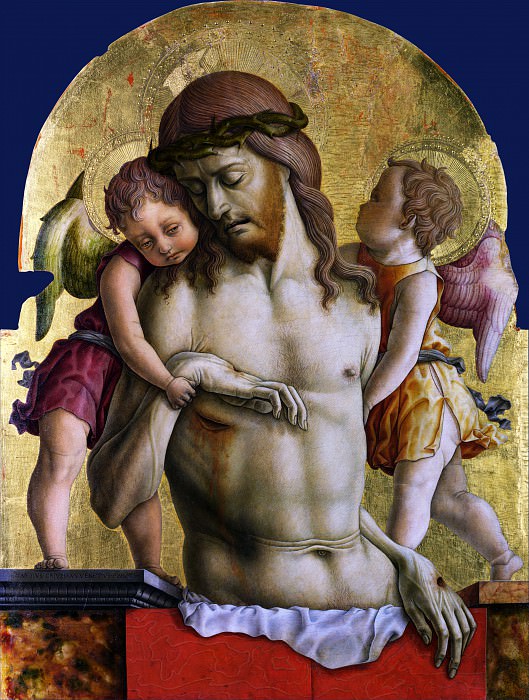 Carlo Crivelli - The Dead Christ supported by Two Angels. Part 1 National Gallery UK