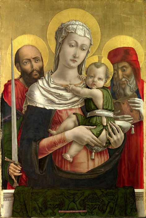 Bartolomeo Vivarini - The Virgin and Child with Saints Paul and Jerome. Part 1 National Gallery UK
