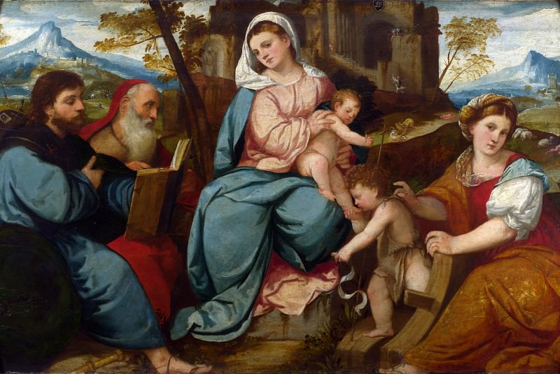 Bonifazio di Pitati - The Madonna and Child with Saints. Part 1 National Gallery UK