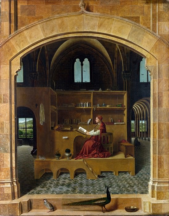 Antonello da Messina - Saint Jerome in his Study. Part 1 National Gallery UK