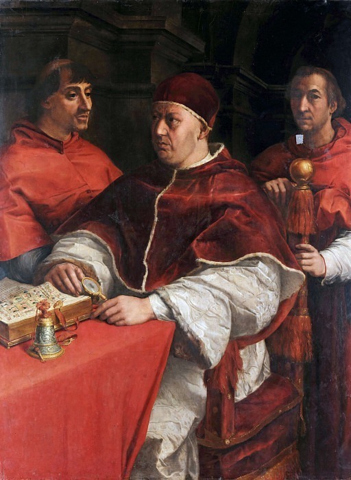 Portrait of Pope Leo X with Two Cardinals. Andrea del Sarto