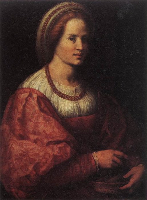 Portrait Of A Woman With A Basket Of Spindles. Andrea del Sarto
