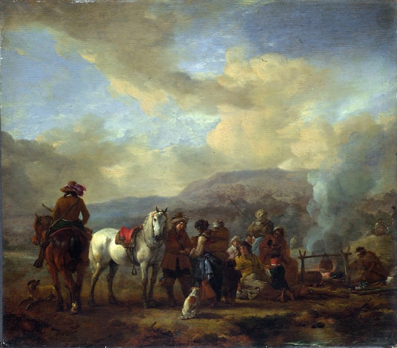 Philips Wouwermans - Two Horsemen at a Gipsy Encampment. Part 5 National Gallery UK
