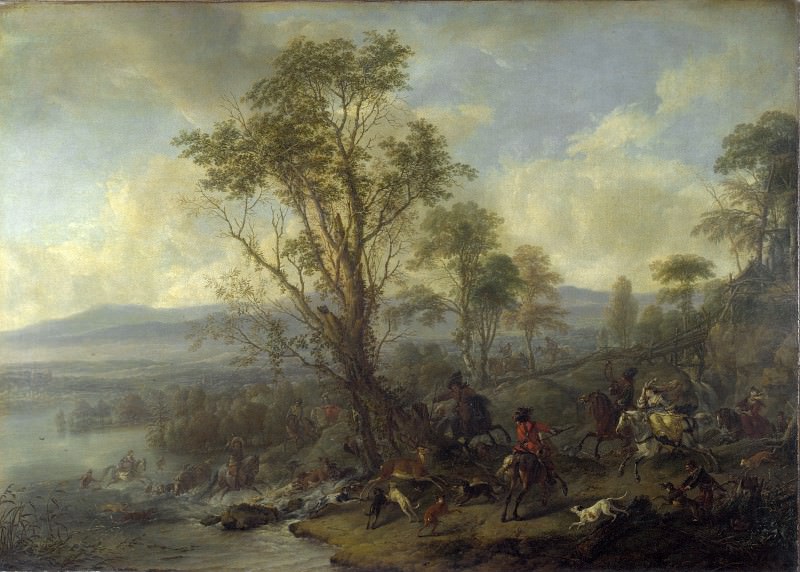 Philips Wouwermans - A Stag Hunt. Part 5 National Gallery UK