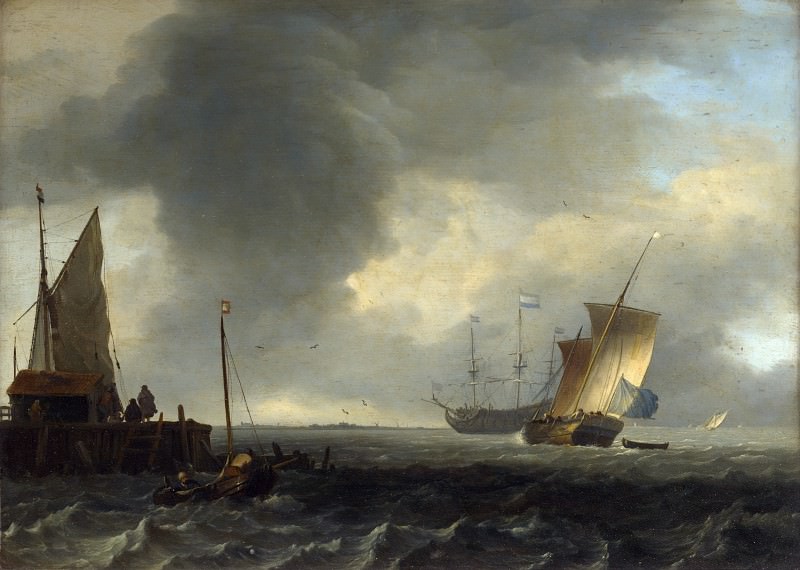 Ludolf Bakhuizen - A View across a River near Dordrecht. Part 5 National Gallery UK