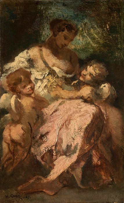 Narcisse Virgilio Diaz de la Pena - Venus and Two Cupids. Part 5 National Gallery UK