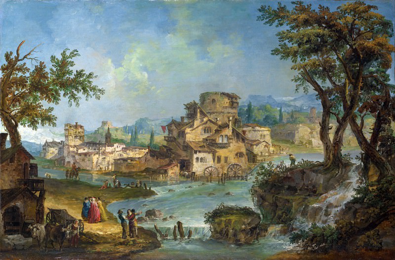 Michele Marieschi - Buildings and Figures near a River with Rapids. Part 5 National Gallery UK
