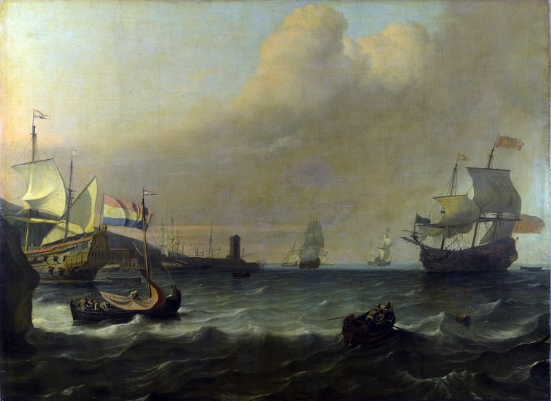 Людольф Бакхейзен - Голландский военный корабль, входящий в средиземноморский порт. Часть 5 Национальная галерея