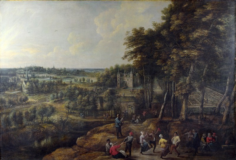 Lucas van Uden and David Teniers the Younger - Peasants merry-making before a Country House. Part 5 National Gallery UK
