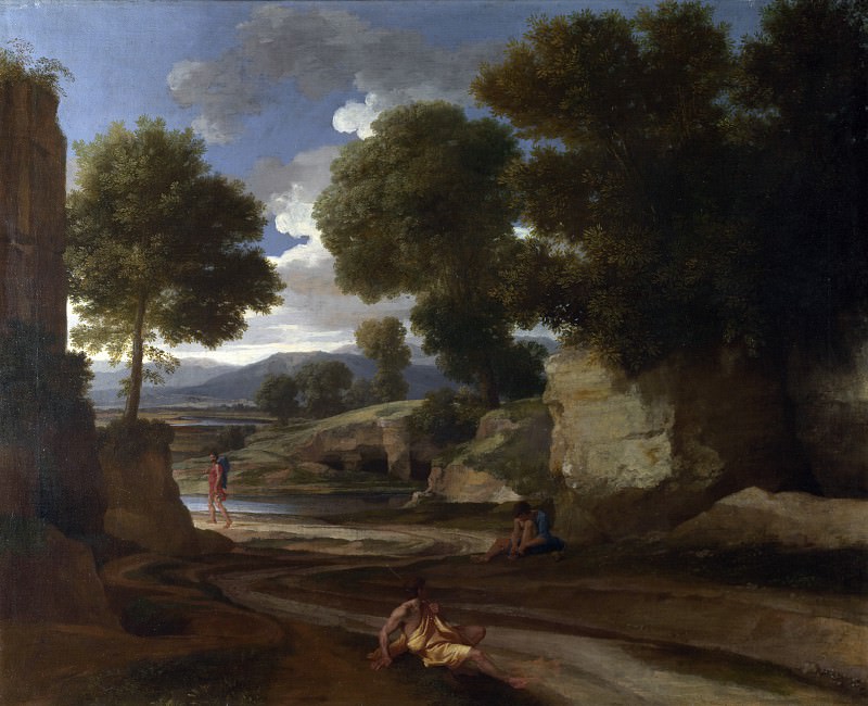 Landscape with Travellers Resting. Nicolas Poussin