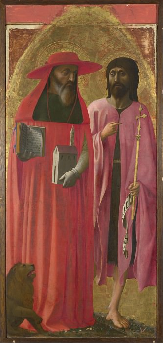 Masaccio - Saints Jerome and John the Baptist. Part 5 National Gallery UK