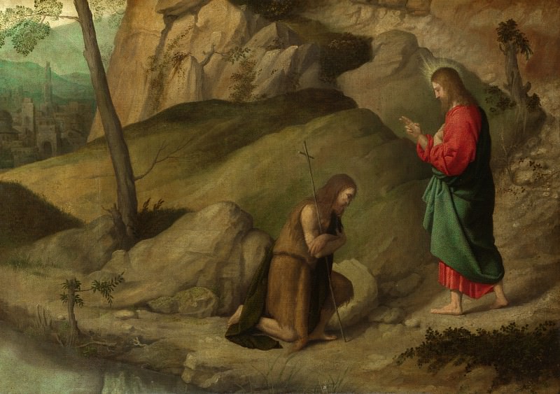 Moretto da Brescia - Christ blessing Saint John the Baptist. Part 5 National Gallery UK