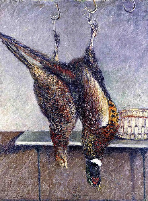 Two Hanging Pheasants. Gustave Caillebotte