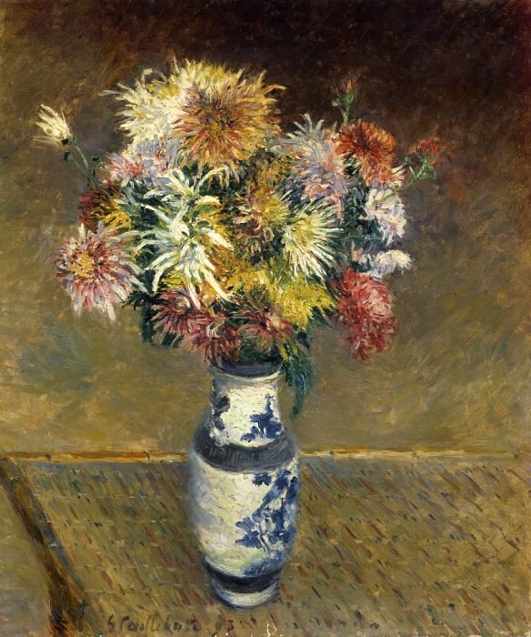 Chrysanthemums in a Vase. Gustave Caillebotte