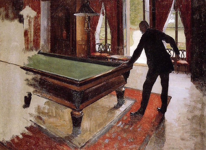 Billiards (unfinished). Gustave Caillebotte