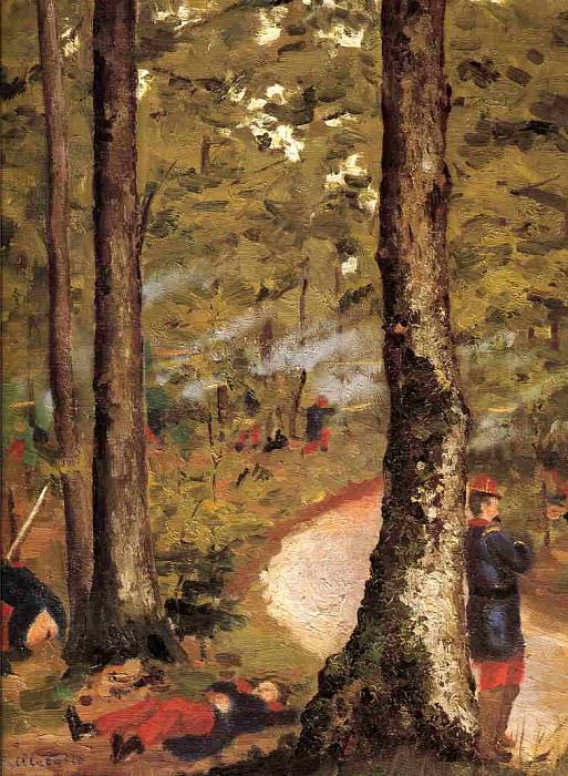 Yerres, Soldiers in the Woods. Gustave Caillebotte
