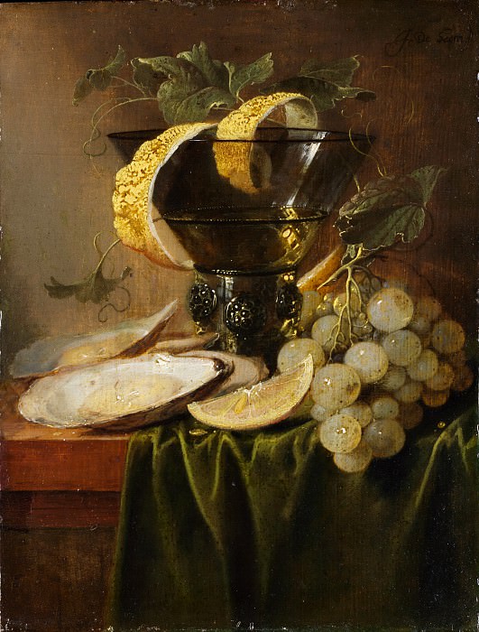 Jan Davidsz de Heem - Still Life with a Glass and Oysters. Metropolitan Museum: part 1