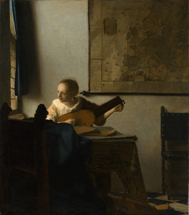 Woman with a Lute. Johannes Vermeer