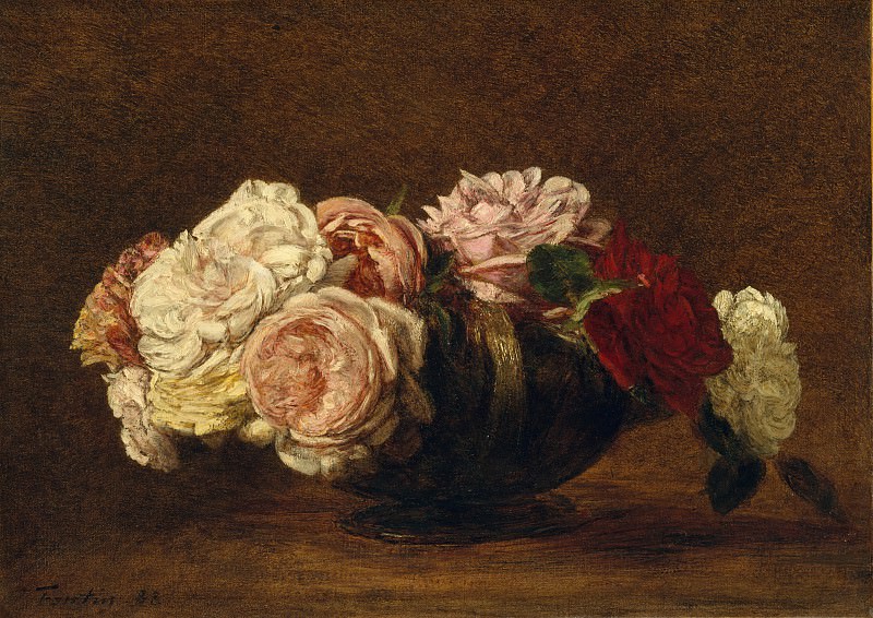 Henri Fantin-Latour - Roses in a Bowl. Metropolitan Museum: part 1
