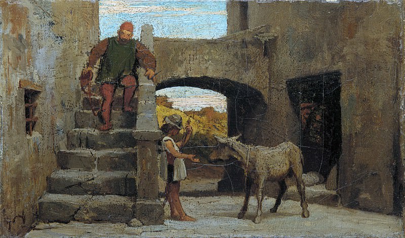 Elihu Vedder - The Fable of the Miller, His Son, and the Donkey. Metropolitan Museum: part 1