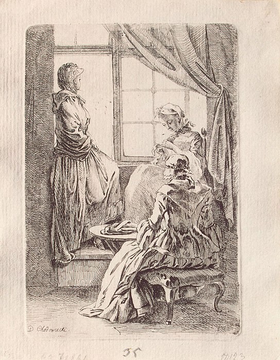 Chodowiecki, Daniel. Three ladies at the window. Hermitage ~ part 13